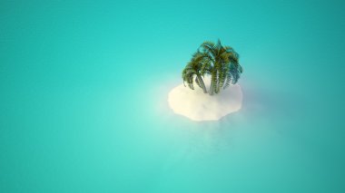okyanusun ortasında üç palmiye ağaçları ile yalnız küçük bir ada