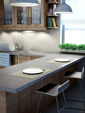 Modern kitchen interior view clipart