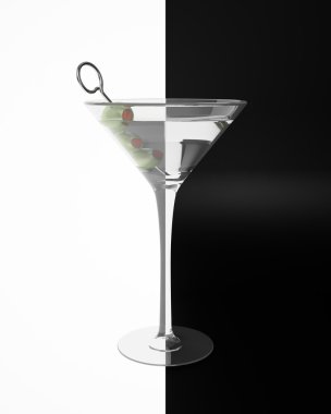 siyah beyaz bir arka plan render martini