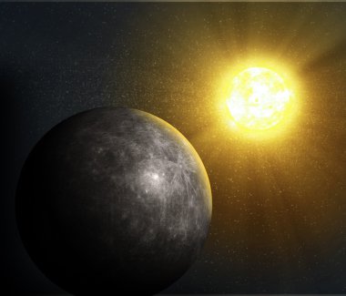 Sun rising over Mercury clipart