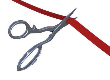 Scissors cutting a ribbon clipart