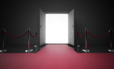 Red carpet leading to the entrance clipart