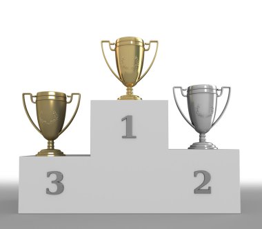 Trophies on podium clipart