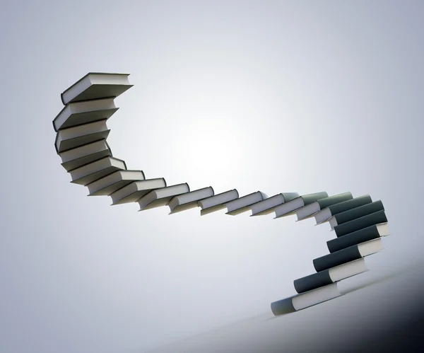 Escaleras en espiral hechas de libros - progreso educativo —  Fotos de Stock