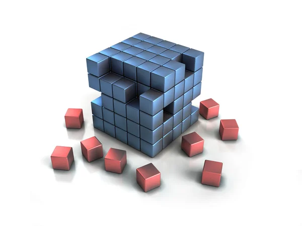 Набор рассыпающихся блестящих кубиков — стоковое фото