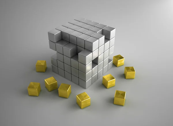 Набір золотих і срібних кубів — стокове фото