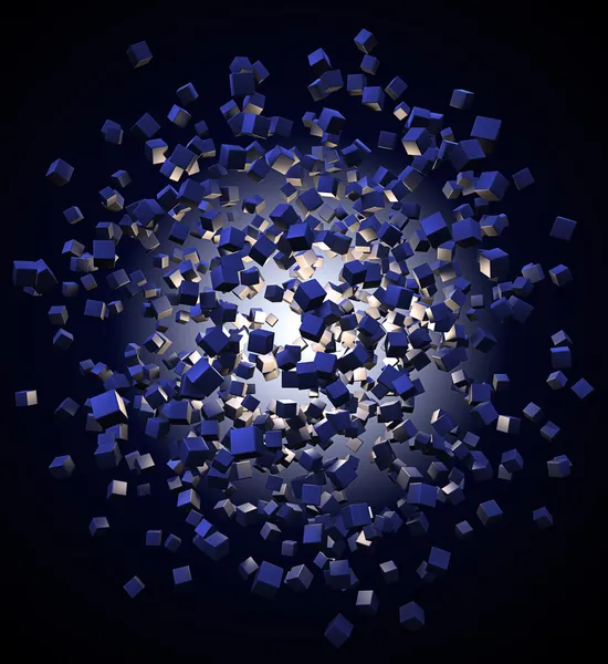 An explotion of abstract cubes cgi background — Stock Photo, Image