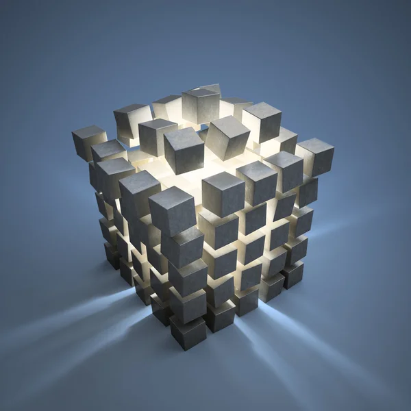 Een explotion van abstracte kubussen cgi achtergrond — Stockfoto