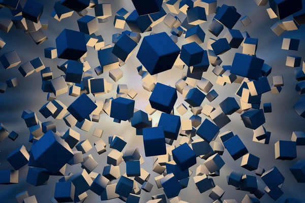 An explotion of abstract cubes cgi background — Stock Photo, Image
