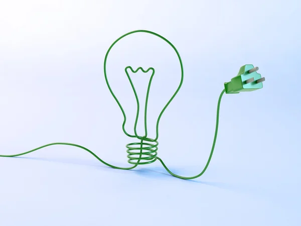 Energiekonzept - glühbirnenförmiges Stromkabel — Stockfoto