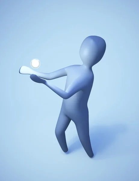 CG character with a glowing sphere — Stock Photo, Image