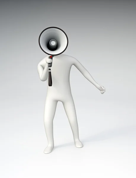 CG character with a megaphone — Stock Photo, Image