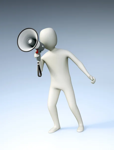CG character with a megaphone — Stock Photo, Image