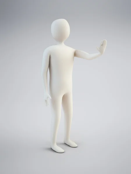 Personagem 3D levantando uma mão — Fotografia de Stock