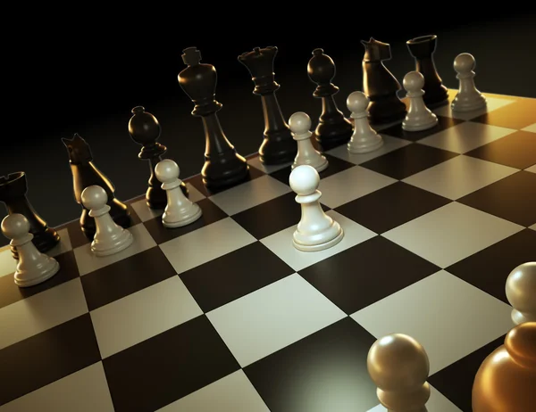stock image Chess game - one against many