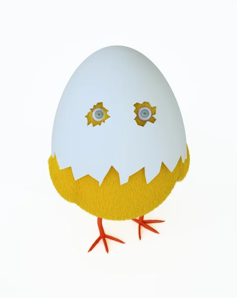 Little chicken getting ready for Easter — Stock Photo, Image