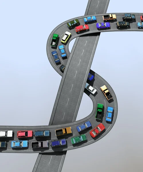 Ilustración 3D de un atasco de tráfico —  Fotos de Stock