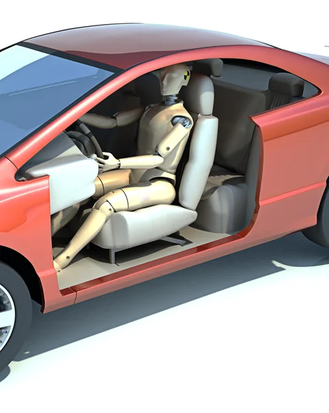 stock image Crash test dummy behind the wheel