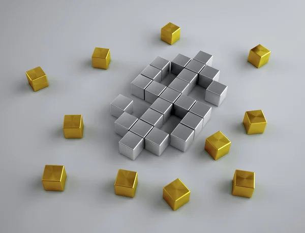 Dollar - silver and golden cubes — Stock Photo, Image