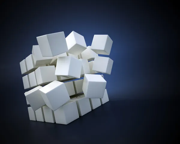 Иллюстрация трёхмерных абстрактных кубиков — стоковое фото