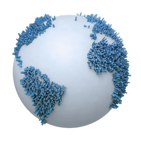 Абстрактний глобус з хмарочосами, що виділяють силуети континентів — стокове фото