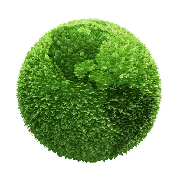 Земной шар покрыт листьями с очертаниями континентов — стоковое фото