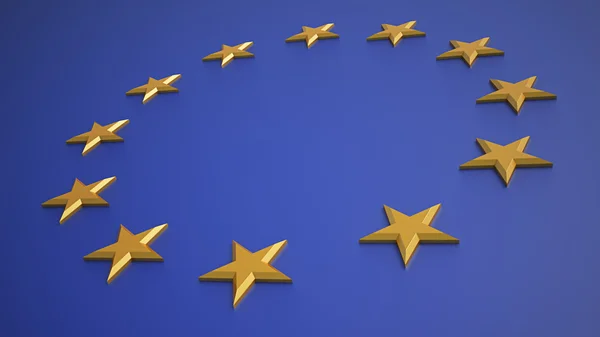 Avrupa Birliği'nin sembolü - mavi bir arka plan üzerinde on iki altın yıldız — Stok fotoğraf