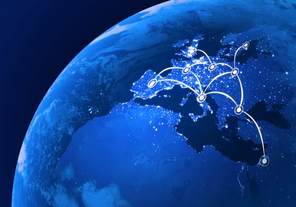 Europese telecomunication of door de lucht reizen verbindingen concept illustratie — Stockfoto
