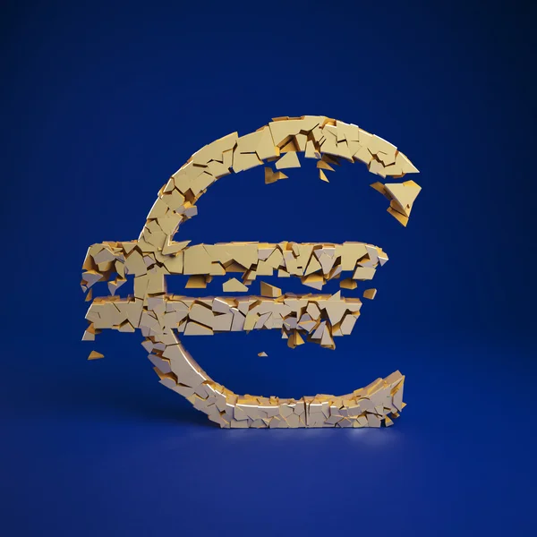 Euro currency symbol cramles into a pile of ruble — Stock Photo, Image