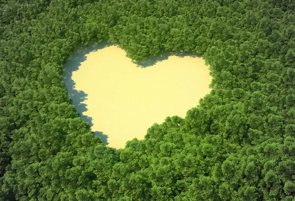 stock image Heart-shaped pond in a tropical forest