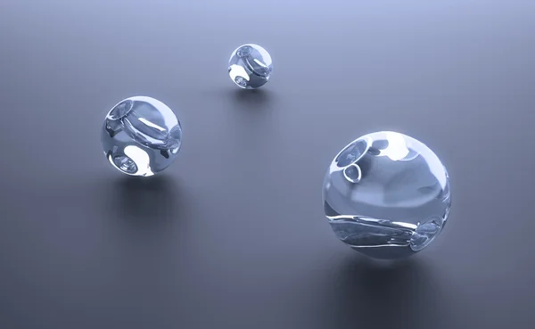 Three glass spheres - an abstract background illustration — Stock Photo, Image