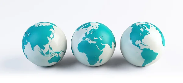 3 computer rendered globes — Stock Photo, Image