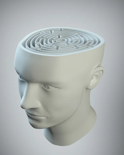 Manliga huvud med en labyrint inne — Stockfoto