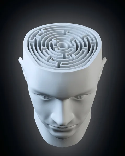 Cabeça masculina com um labirinto dentro — Fotografia de Stock