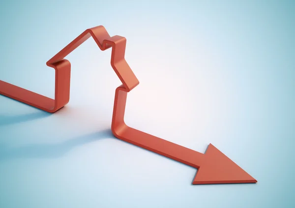 La caída de las ventas de las casas 3D ilustración — Foto de Stock