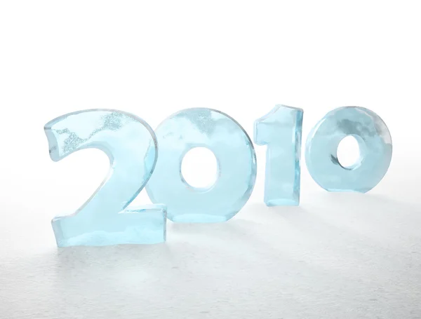 2010 ice letters on a snow - New Year's illustration — Stock Photo, Image