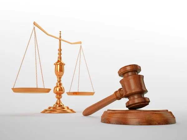 Gavel and scales - justice concept — Stock Photo, Image