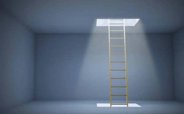 Abstractt kamer met ladder naar een hoger niveau — Stockfoto
