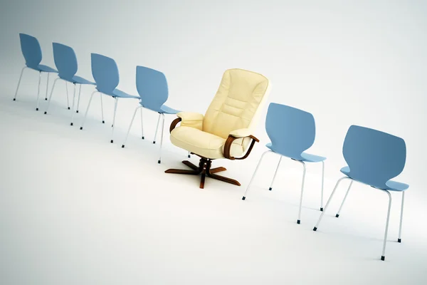 Cadeiras Empry em um interior - ilustração conceito Liderança — Fotografia de Stock