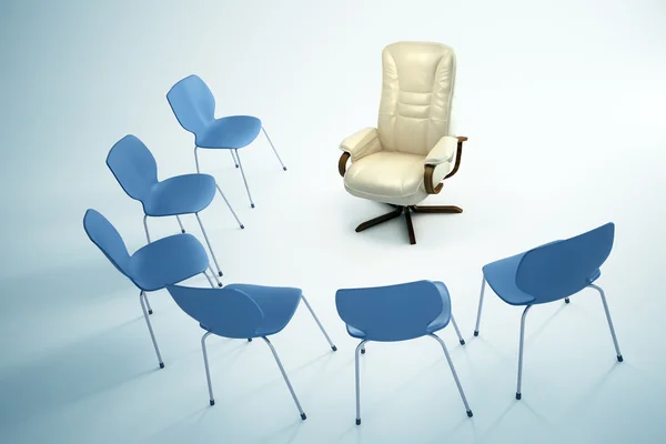 Cadeiras Empry em um interior - ilustração conceito Liderança — Fotografia de Stock