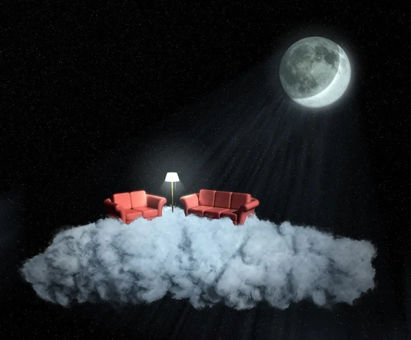 Living on a cloud - at night version. — Stock Photo, Image