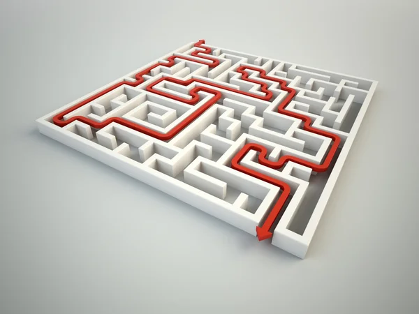Maze illustration - finding the solution concept — Stock Photo, Image