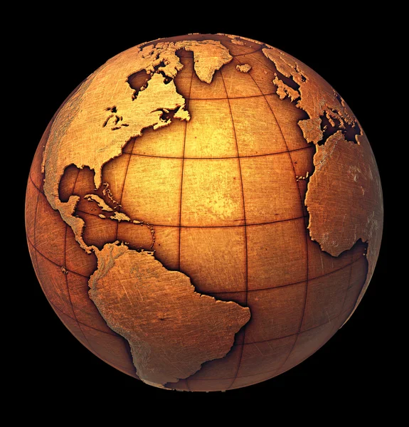 Globe terrestre en cuivre grunge comme du métal — Photo