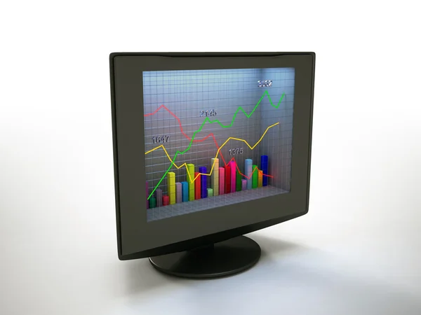 Monitor mit Daten und Grafiken — Stockfoto