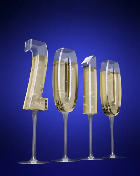 Champaigne glasses shaped like numbers -2010 New Year — Stock Photo, Image
