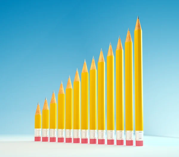 Lápis formando um gráfico gráfico. imagem de conceito educação — Fotografia de Stock