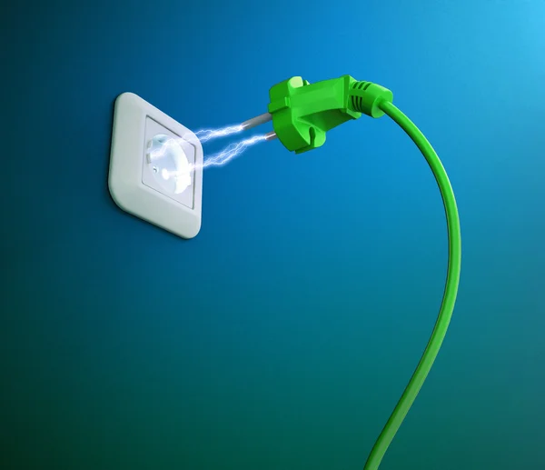 An electric discharge between a plug and an outlet — Stock Photo, Image