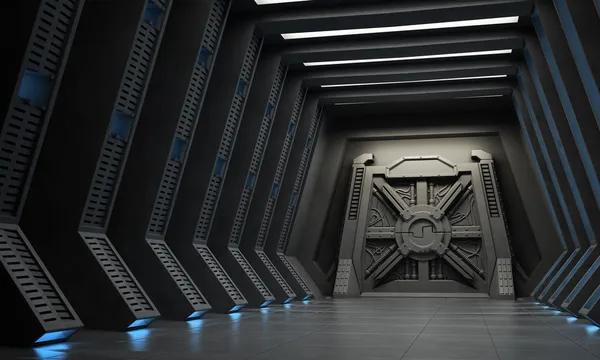 Інтер'єр наукової фантастики - коридор з посиленими воротами . — стокове фото