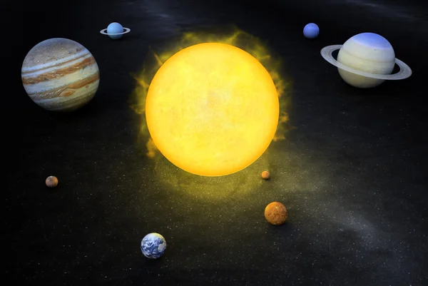 Ilustração 3D do sistema solar — Fotografia de Stock