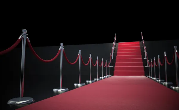 Roter Teppich bis zur Treppe — Stockfoto